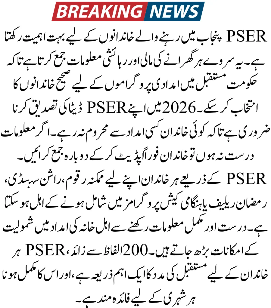 PSER Eligibility Check 2026 by CNIC on PSER Punjab Gov Pk